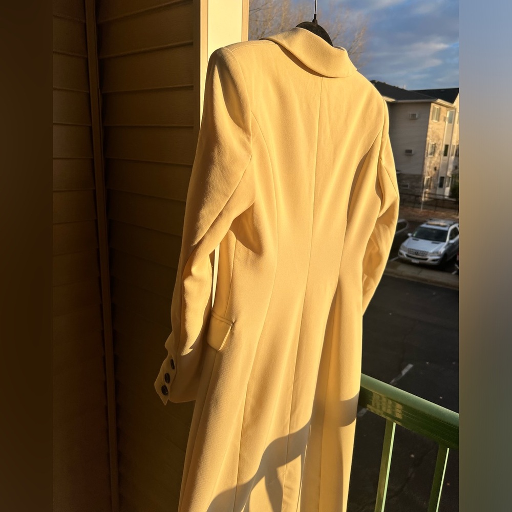 🆕🌾Avec Les Filles Anthropologie Tan Long Fitted Coat Breasted Classic Outerwear - Picture 6 of 17